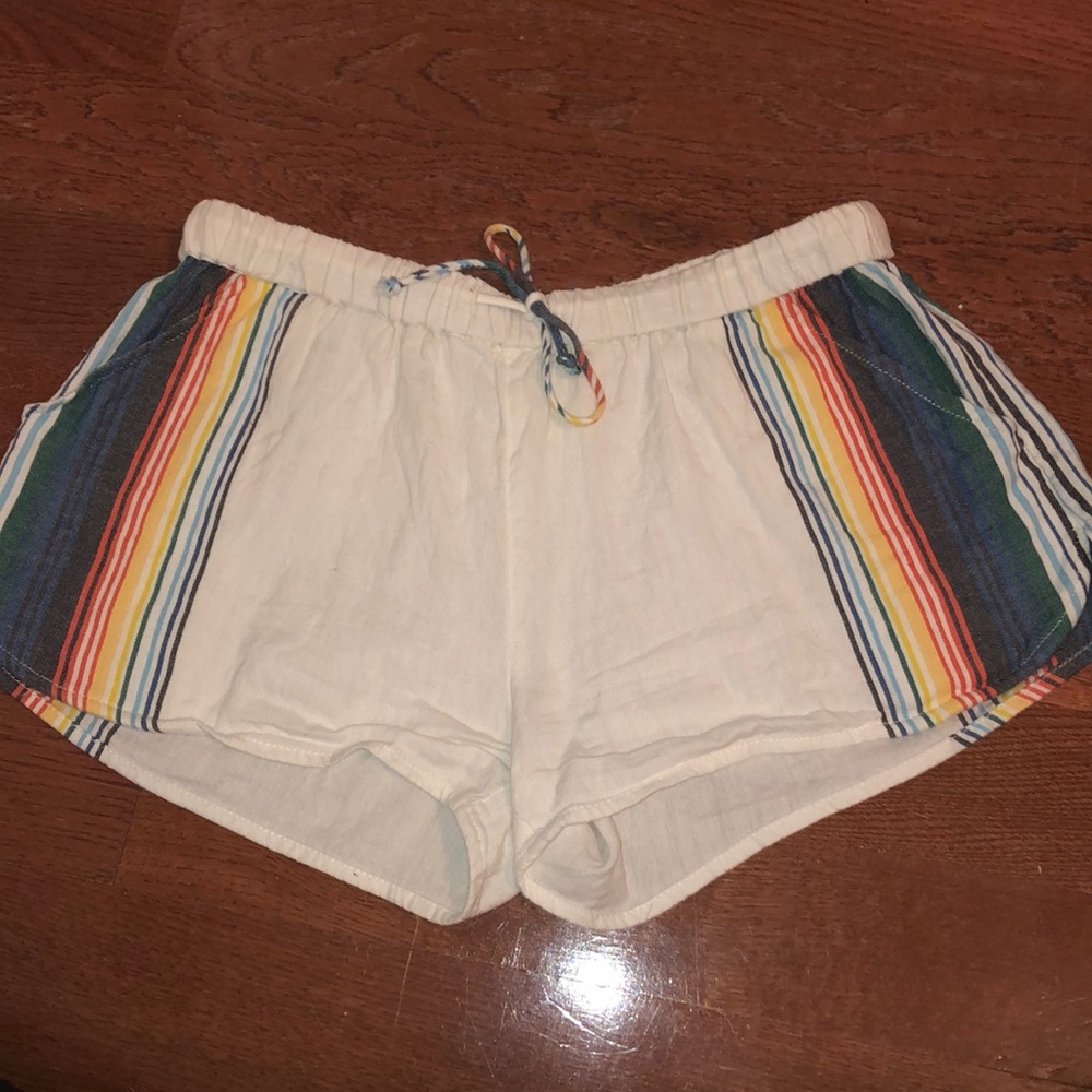 white cotton shorts with multi color detailing